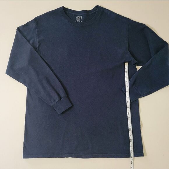 Fruit of the Loom Men's Black Crewneck Long Sleeve Pullover Tee - Picture 8 of 12